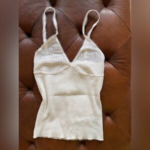 Zara Cream Knit Ribbed Cami Tank
